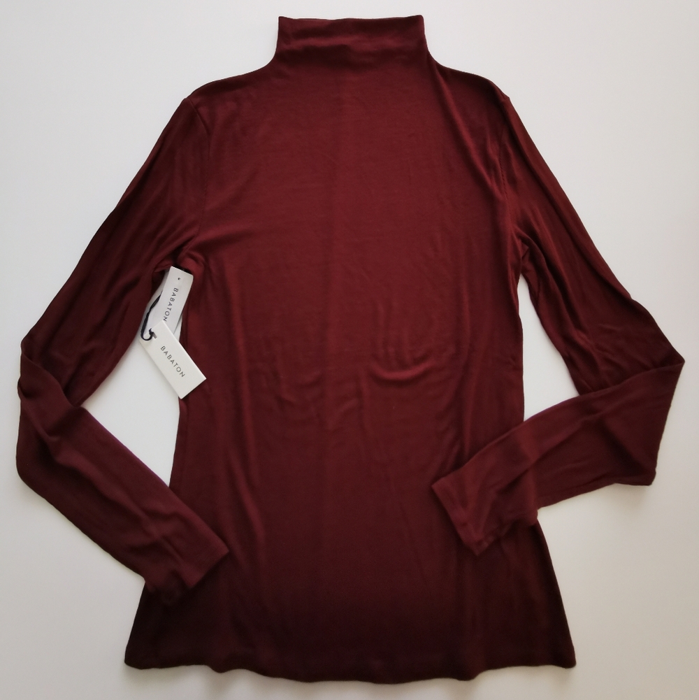 Aritzia Babaton Larry In Truffle Mock / Turtleneck Long Sleeve Ribbed Top